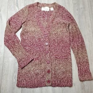 Anthro wool blend button up brown red cardigan M